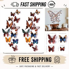 24pcs 3D Butterfly Wall Stickers Removable Vinyl Decals for Kids