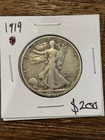 1919 Walking Liberty Half Dollar Silver 50C Early Walker Nice Detail