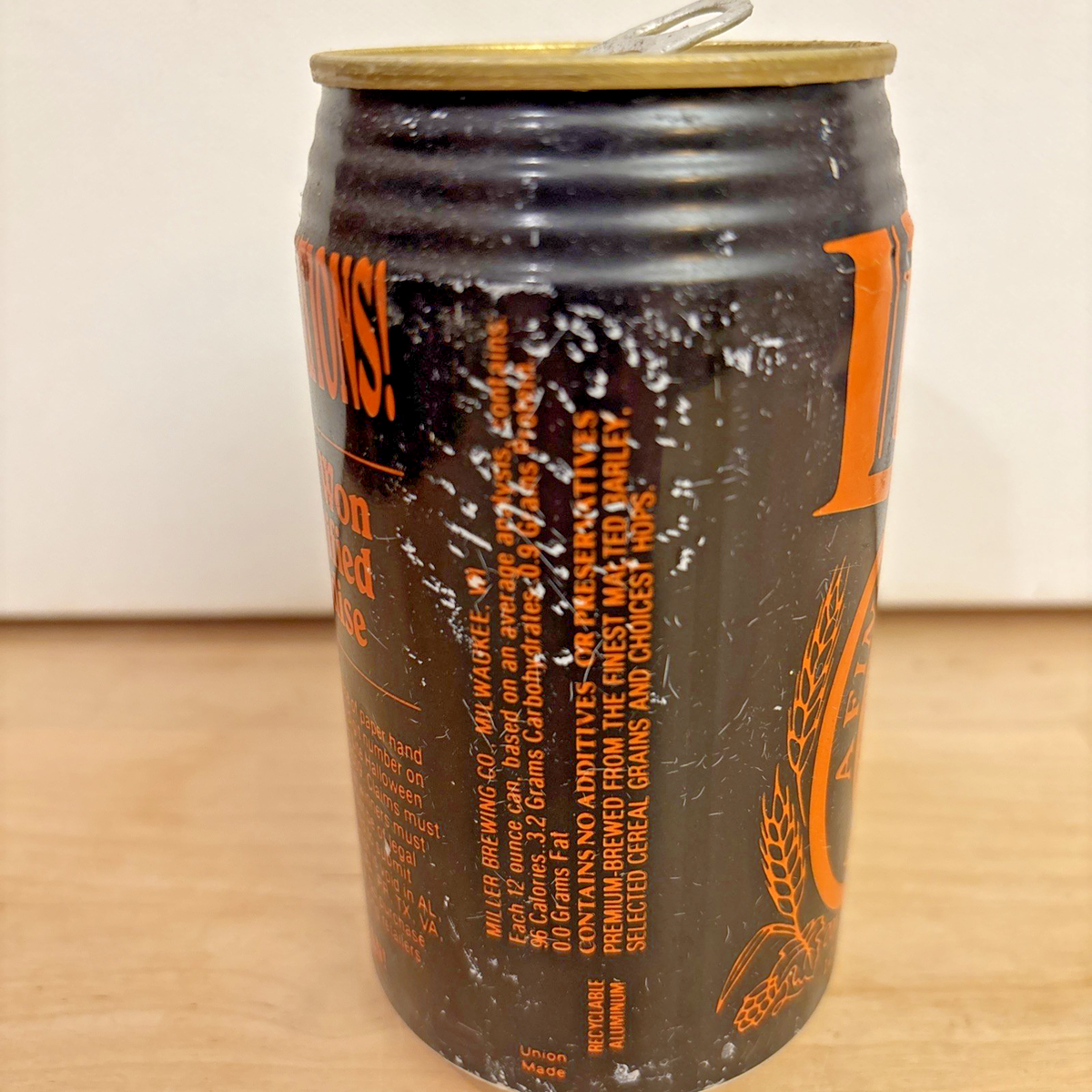 Miller Lite Halloween VTG 1990 Black & Orange Beer Can & Bottle