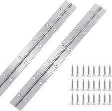 2Pcs Piano Hinge 12 Inch Stainless Steel Hinges with Holes and 24 Pieces Stainl
