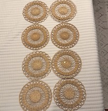 Set of 8 Round Scalloped Wicker Rattan Charger Placemats Woven Natural 10  Macau