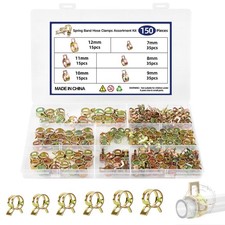 150Pcs Spring Band Hose Clamps Assortment Kit Fuel Line Hose Clamps Low Pressure