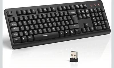 TECKNET Wireless Keyboard for Laptop, 2.4G USB Silent Computer Keyboard UK
