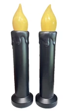 Mr Christmas 42” Oversized LED Candles Pair Black Drip Flame Outdoor Decor RARE!