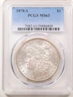 1878-S $1 Morgan Silver Dollar MS63 PCGS 59886809