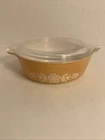 VINTAGE  PYREX Butterfly Gold 471- 500ml Round 1 Pint Casserole USA With Lid