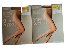 2 pr Vtg JC Penney Ext Sheerest Soft Support Nylon Pantyhose Little Beige Short