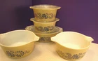 Vintage Pyrex Homestead 5 Casserole Dishes 3 Have Lids (1) 043 (2) 473 (2) 474-B