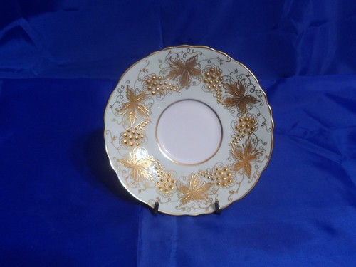 HAMMERSLEY Footed Cup & Saucer Mint Green, Gold Embossed Grapes Leaves Vines - Picture 7 of 9