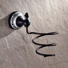 Oil Rubbed Black Brass Wall Mounted Hair Dryer Rack Holder Bathroom Accessories