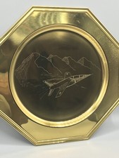 Massiv Messing SKS Platte Schale Teller Düsenjäger Düsenjet Flugzeug