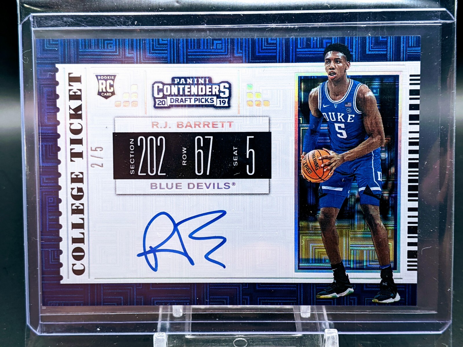 2019 Contender Draft Picks College Ticket RJ Barrett On Card Auto /5 Variation A