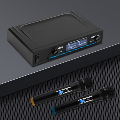 Funkmikrofon Wireless Microphone Mikrofon Set 2 Kanal UHF Hand Mikrofon LED DHL