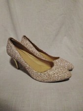 Vero Cuoio 265 Glitter  Gold High Heels Wedding Shoes size 9.5  