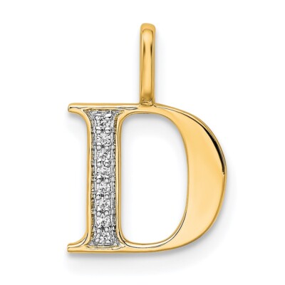14k Gelbgold Diamant Buchstabe D Initiale Anhänger Geschenk für Mutter