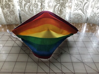 Handmade Machine Washable Fabric Face Mask Rainbow Multi Color + Interfaced