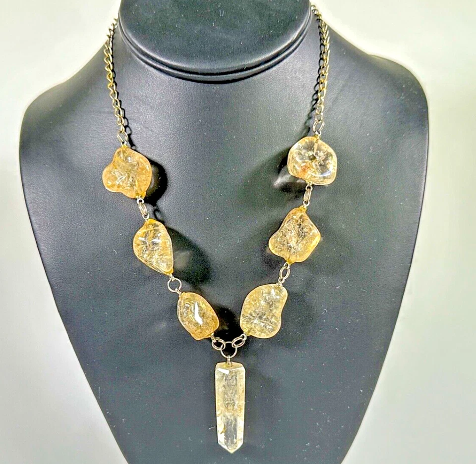 Collar de citrino de cristal crudo de varias piedras de 18 pulgadas Foto 4 de 4