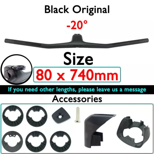 Full Carbon MTB Bicycle Integrated Cockpit Handlebar 740-780mm -20° UD Matte - Picture 9 of 48