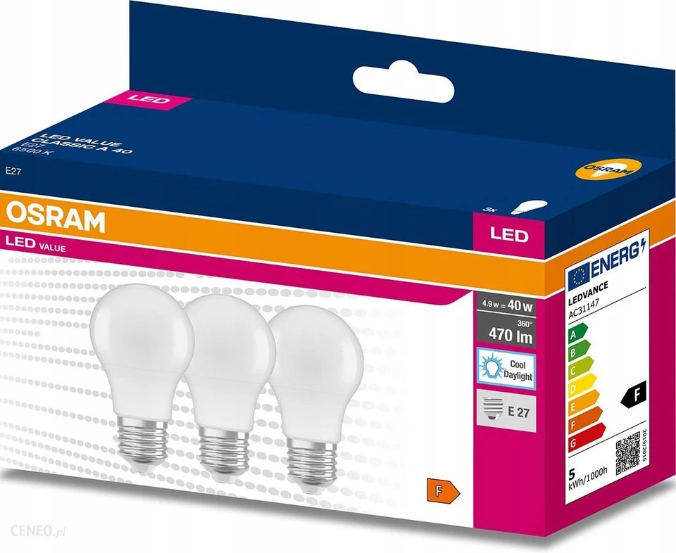 Osram Led Value Classic A40 Leuchtmittel 4.9W 4000K Glühbirne E27 Lampe [3