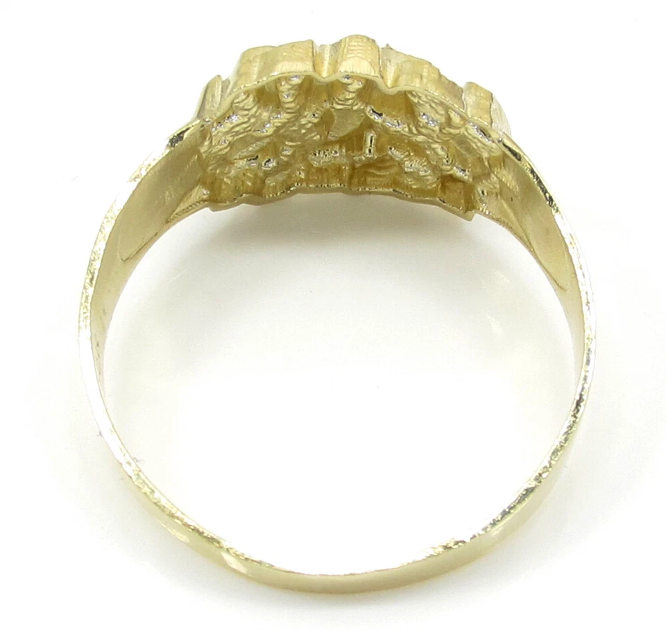 Anillo meñique con sello estilo pepita ovalado plateado 10K real chapado en oro amarillo para hombre 10 mm Foto 4 de 4
