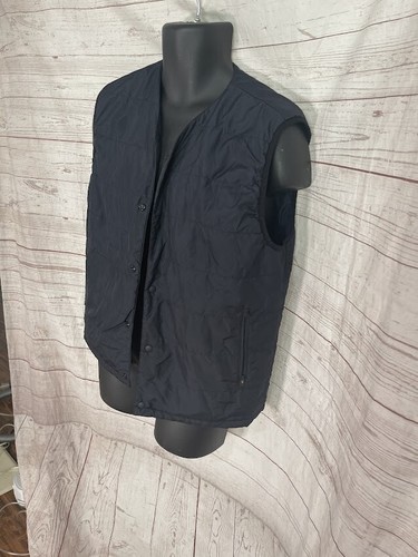 Men's Vest Dark Blue Collarless Snap Button Front - 第 4/8 張圖片
