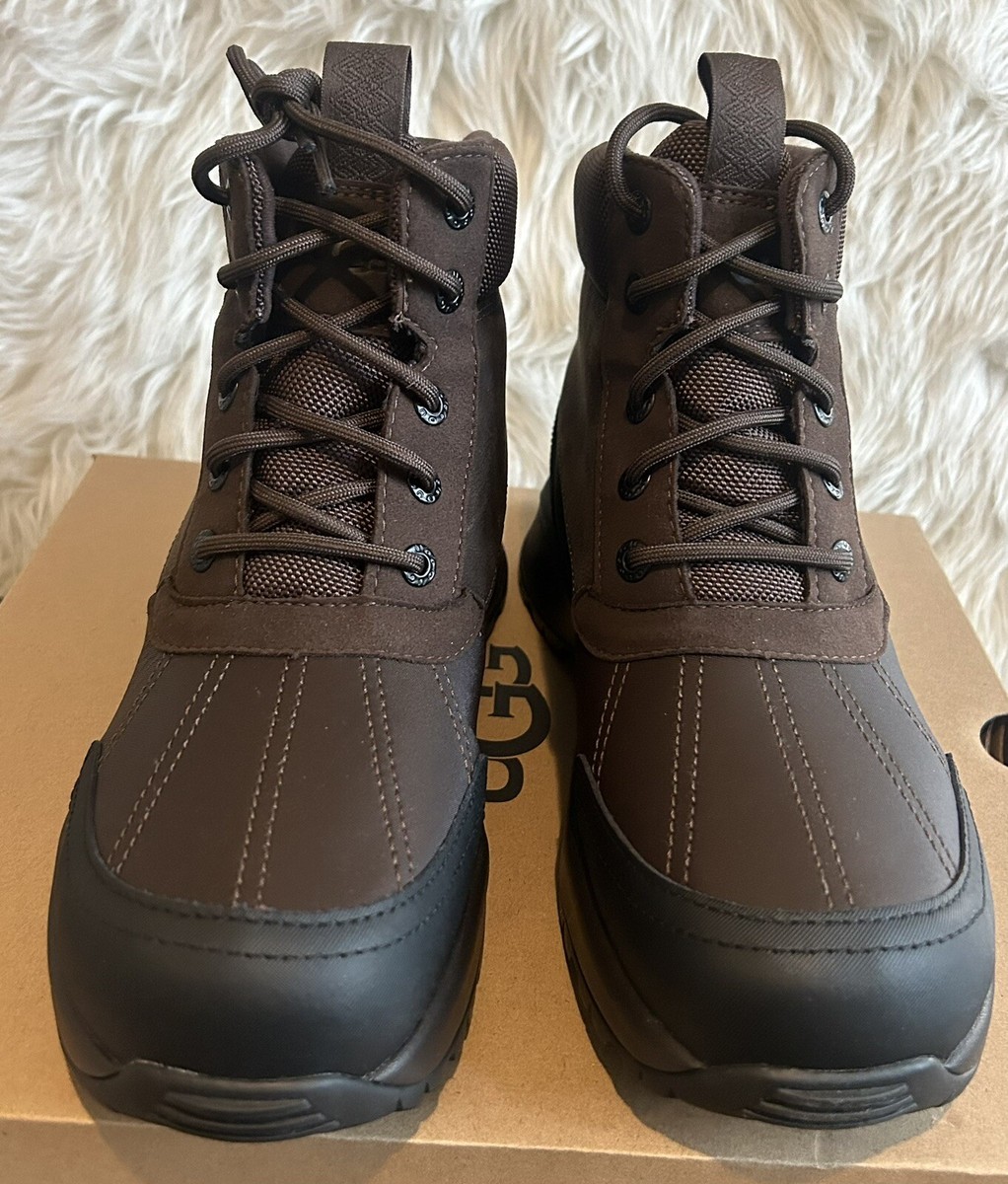 UGG EMMETT DUCK BOOT BROWN LEATHER WATERPROOF LACE UP BOOTS  display picture 1