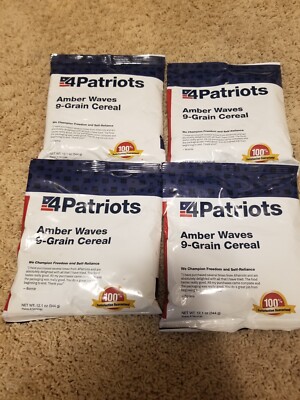 4Patriots Amber Waves 9 Grain Cereal Survival Emergency food 8 servings  4 Packs