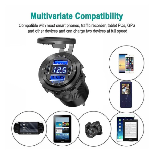 1-2X Dual PD Type C USB Car Charger QC 3.0 Charger 12V 24V Power Outlet Socket - Picture 13 of 20