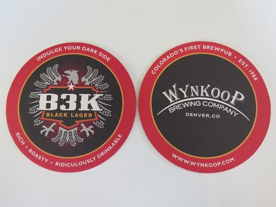 Beer Brewery Coaster ~ WYNKOOP Brewing B3K Black Lager ~ Indulge Your Dark Side