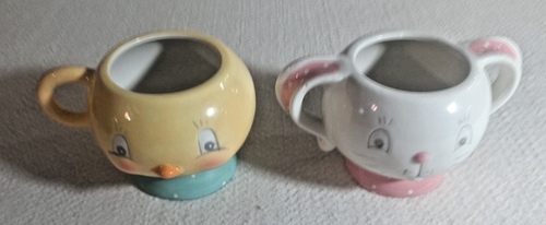Transpac Small Easter Bunny & Yellow Duck Cup Mug Planter Spring Decor - Picture 2 of 12