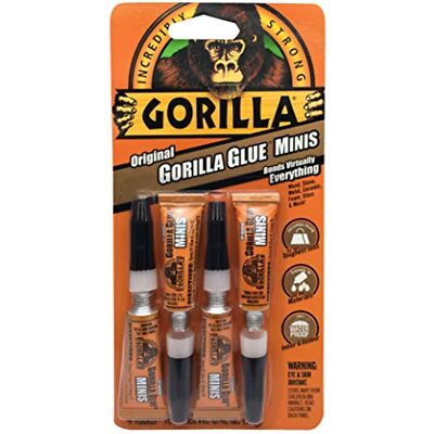 Gorilla Minis, Original Waterproof Polyurethane Glue, Four 3 Gram Tubes, Brown,