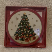 8 Pc Creative Converting CHRISTMAS TREE Cardboard Coasters 4" - NIB