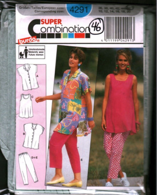 4291 Vintage Burda SEWING Pattern Misses Casual Top Pants 10 - 20 OOP Sew 1990s