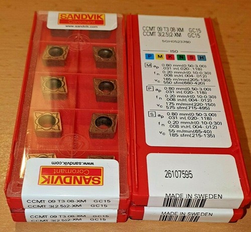 10 Sandvik CCMT 09T308-XM GC15 CCMT 3(2.5)2-XM GC15 Wendeplatten inkl.19% MwSt - Bild 2 von 2