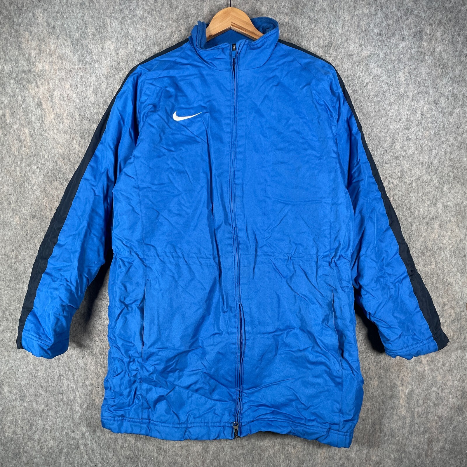 SACAI X NIKE Nike Giacca Uomo 36 38 Blu Bianco Swoosh Logo Pile Interno Imbottito Cappotto Casual