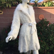 Anthropologie Hazel Women Winter White Coat Medium Luxurious Belted A Line Soft