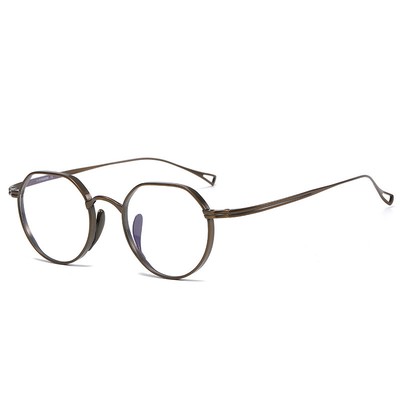47mm High-End Pure Titanium Photochromic Reading Glasses Retro Polygon  +0.5~6.0