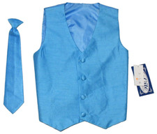 NWT LITO Toddler Formal Tuxedo Suit Vest w/ Necktie Size 6/7 Button Up Blue USA