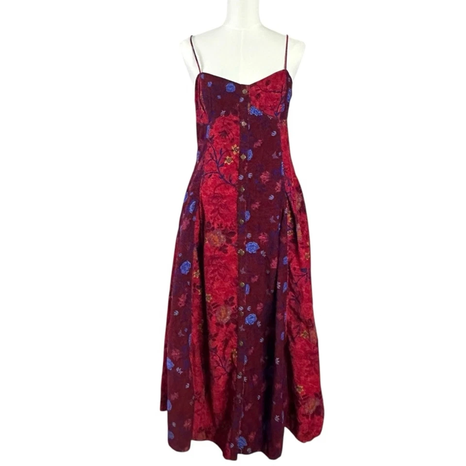 Vestido Free People Bohemio Grunge Bruja Pana Gail Midi Escarlata Combo Mediano Foto 4 de 4