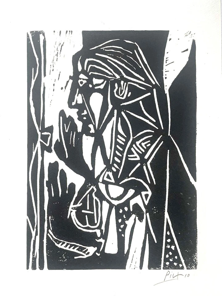 Pablo Picasso Original linocut hand signed printed from an original block — 第 4/4 张图片