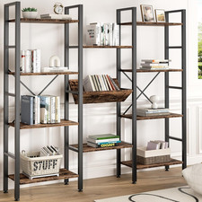 Industrial Bookcase,71.6 Triple 4 Tier Bookshelf with 11 Open Display Shelves,L