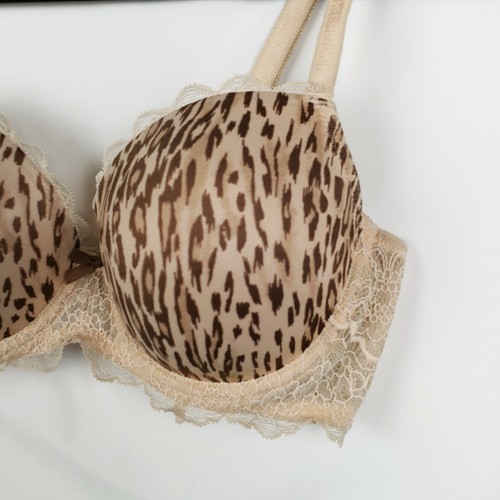 Reggiseno Victorias Secret Dream Angels foderato Demi 34D ghepardo pizzo orlo marrone multiuso - Foto 3 di 13