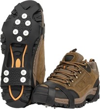 Ice Snow Cleats Anti-Slip Traction Grips 10-Stud Spikes for Shoes Boots