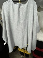 Loft Outlet Sweater Womens OS Gray Knit Pullover Poncho Button Sides