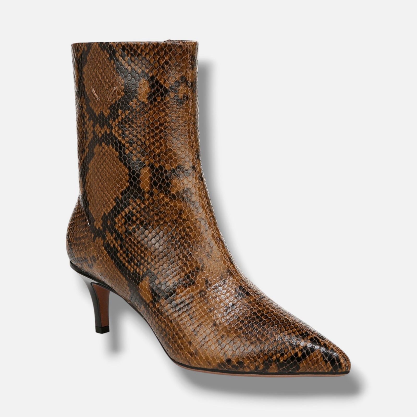 Franco Sarto Women's Brown Snake-Print Pointed-Toe Dress Booties Shoes Size 5M