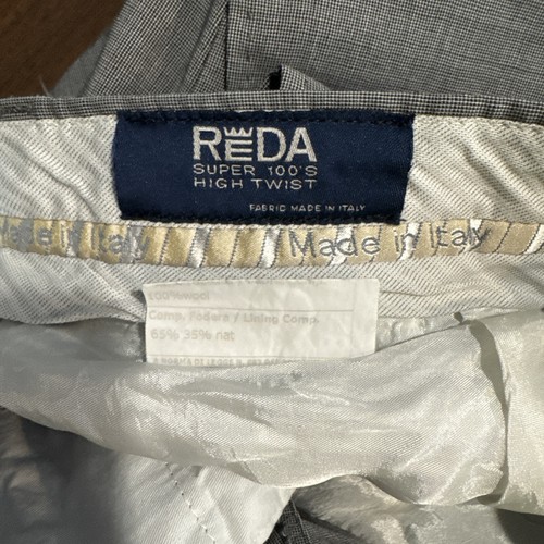 Reda Super 100’s Wool Dress Pants Mens 35 X 30 Gray Check Italy Pleated READ - Picture 5 of 11
