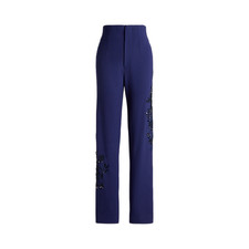 NWT Ralph Lauren Purple Label Ramona Embellished Stretch Wool Pant Size 2 Blue