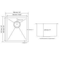 Handmade 18 Gauge Stainless Steel 16 In. Undermount Bar Sink