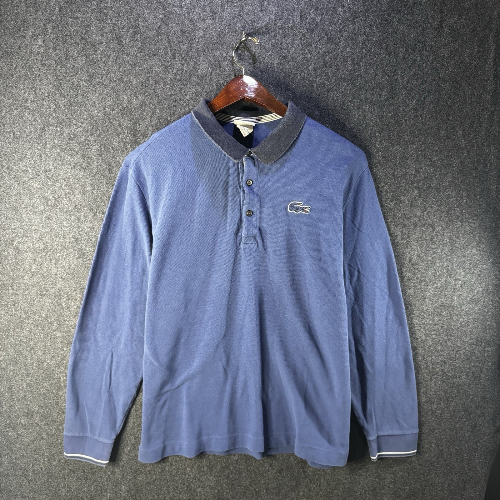 Lacoste Blue Long-Sleeve Pique Polo Shirt  Men’s Size 7