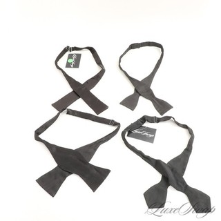 LOT X4 Saks 5th Avenue Anonymous Solid Black Formal Satin Grosgrain Bow Tie #8